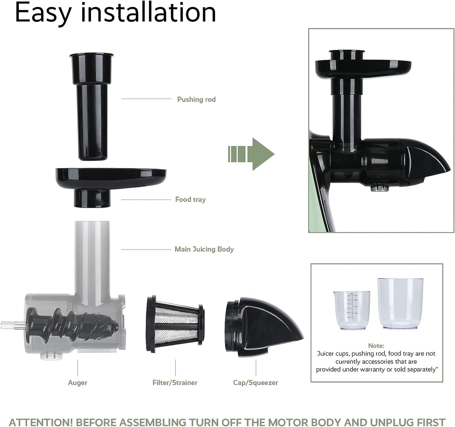 Jocuu Juicer Accessory no. 5, Juicing Body Replacement Part for Slow Masticating Juicer ZM1503