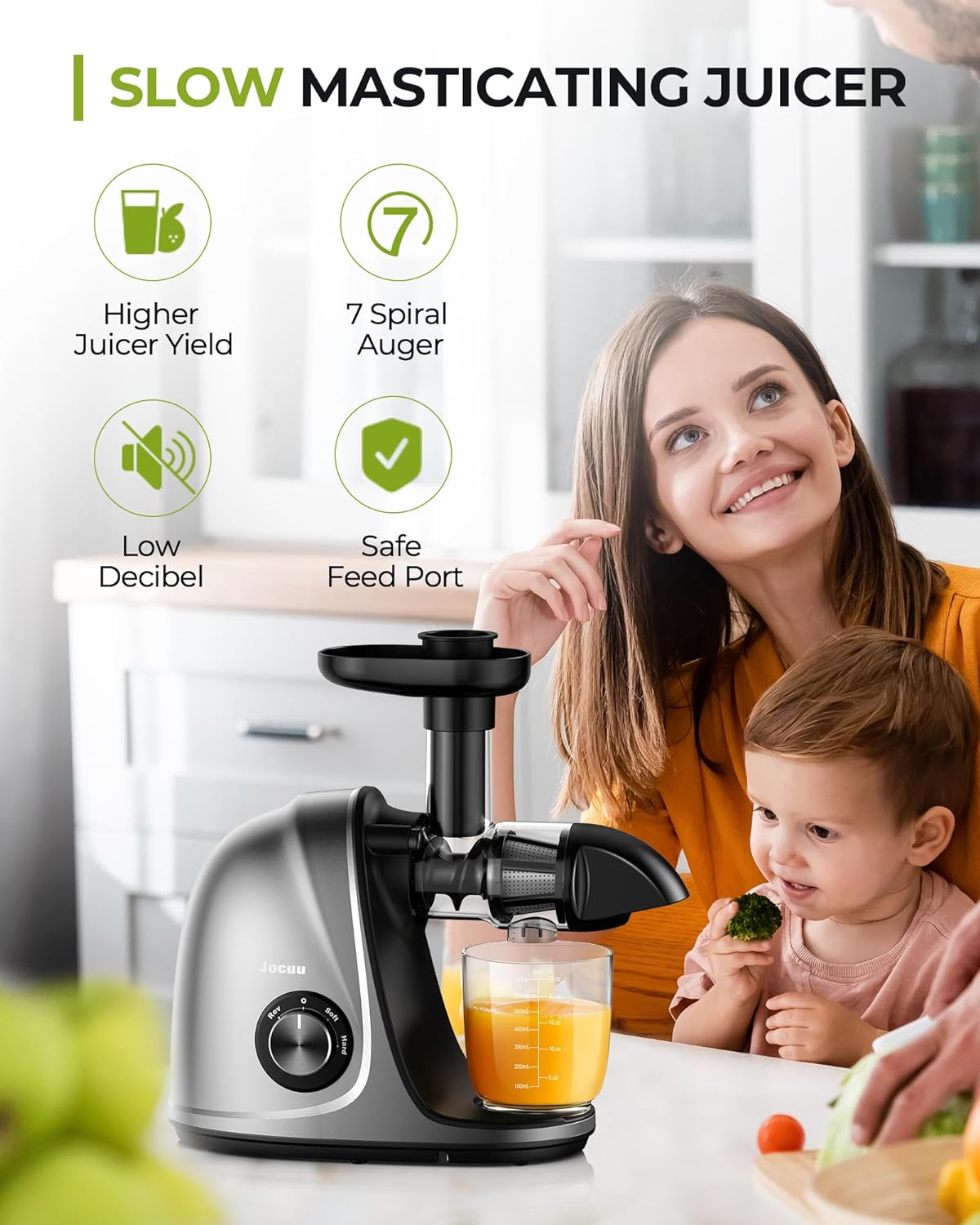 JOCUU ZM1503 Juicer Attachment Kit - Upgrade Aged Juicer to New One with Body, Auger, Filter, Chute & Cup,Compatible with JOCUU AMZCHEF Slow Juicer